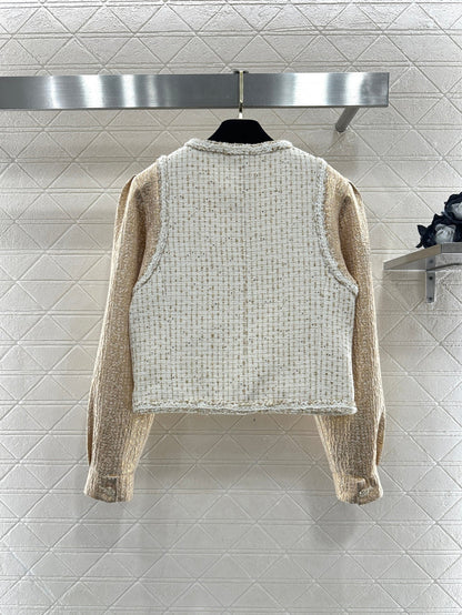 Patchwork Jacket with Hemmed Edges