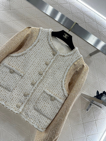 Patchwork Jacket with Hemmed Edges