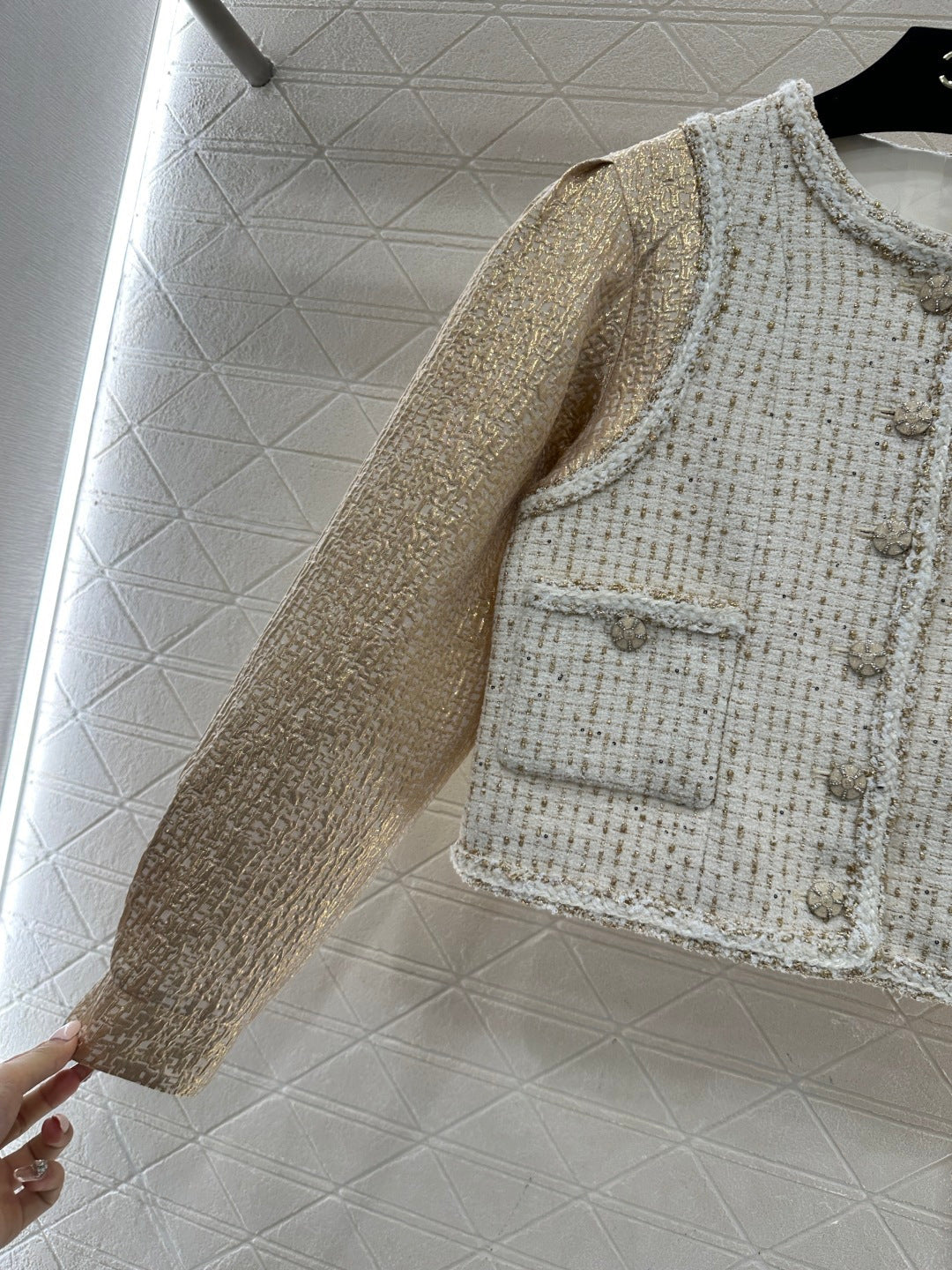 Patchwork Jacket with Hemmed Edges