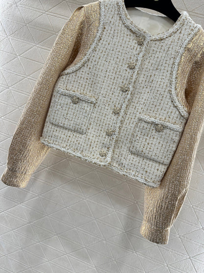 Patchwork Jacket with Hemmed Edges