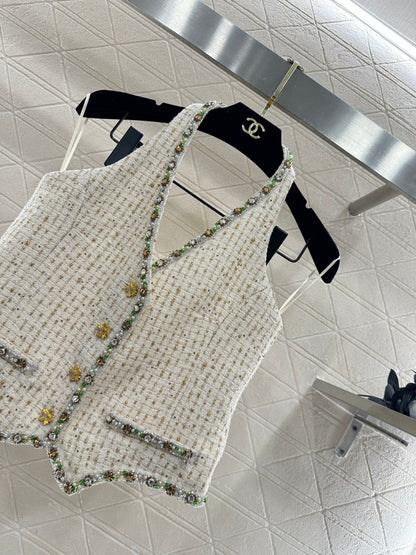Rhinestone Halter Vest