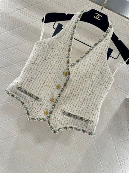 Rhinestone Halter Vest