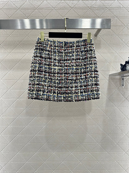 Stand Collar Colorful Jacket/Skirt