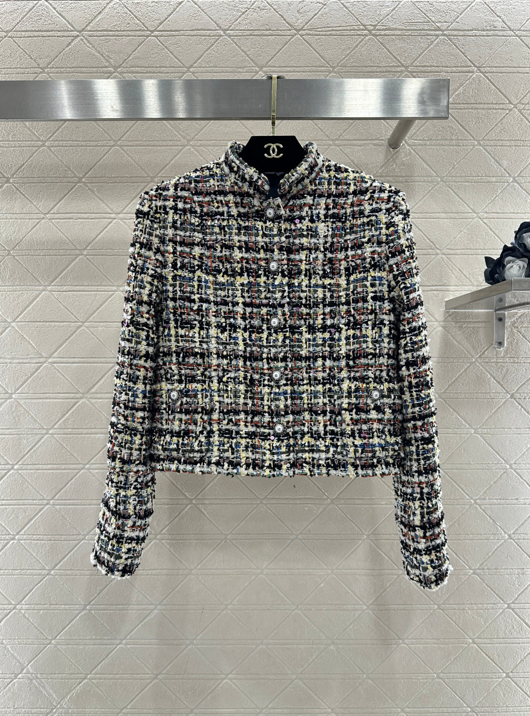 Stand Collar Colorful Jacket/Skirt