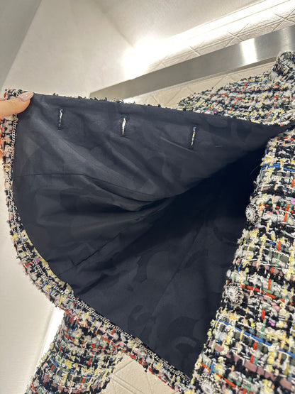 Stand Collar Colorful Jacket/Skirt