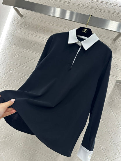 Long-sleeved top with collared design
