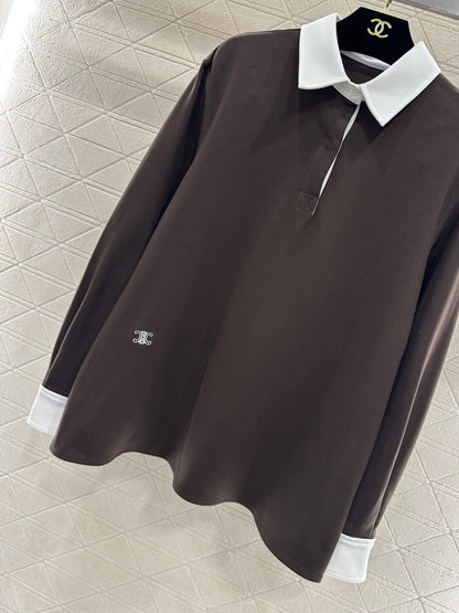 Long-sleeved top with collared design