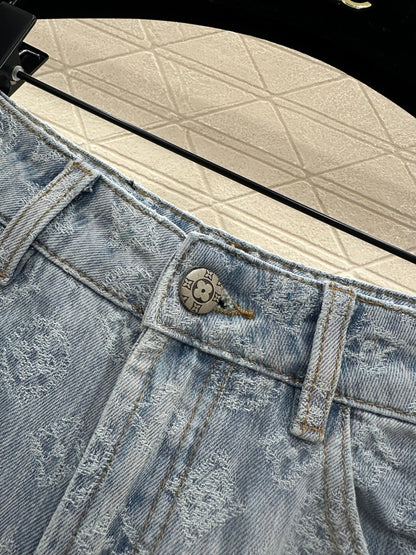 Jacquard Straight Leg Jeans
