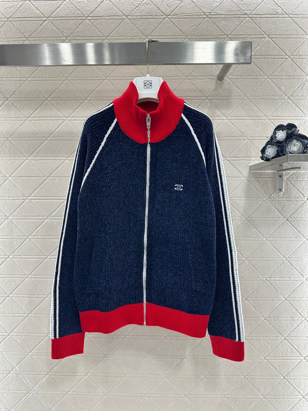 Color-Blocked Stand Collar Jacket