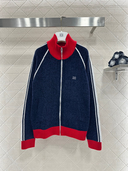 Color-Blocked Stand Collar Jacket