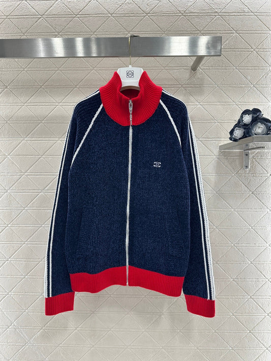 Color-Blocked Stand Collar Jacket