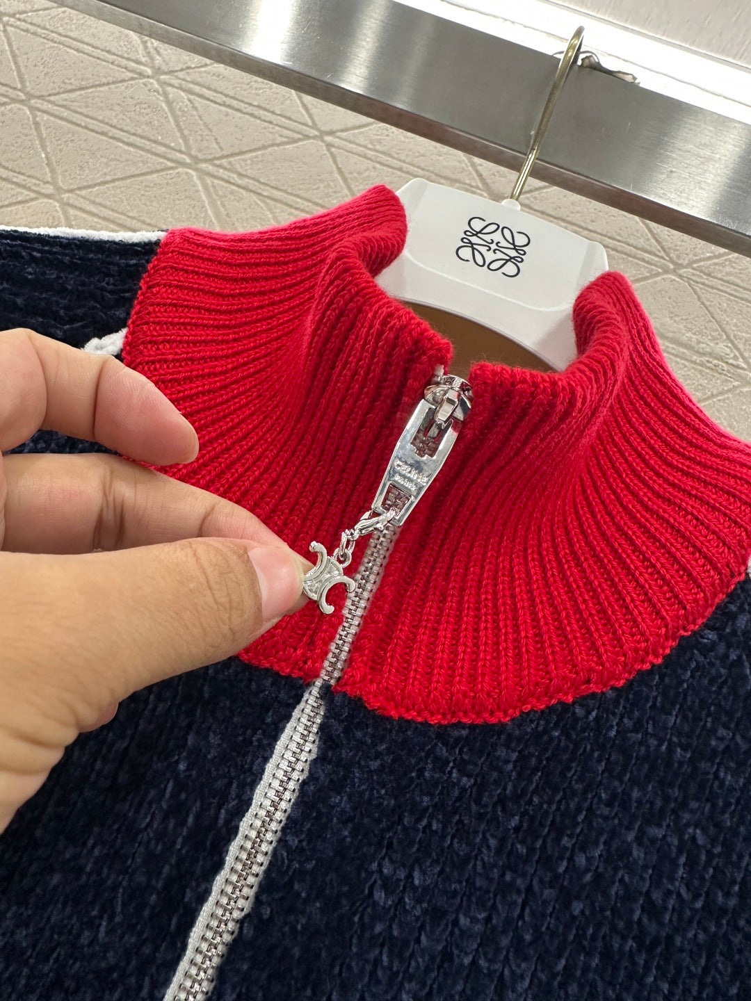 Color-Blocked Stand Collar Jacket