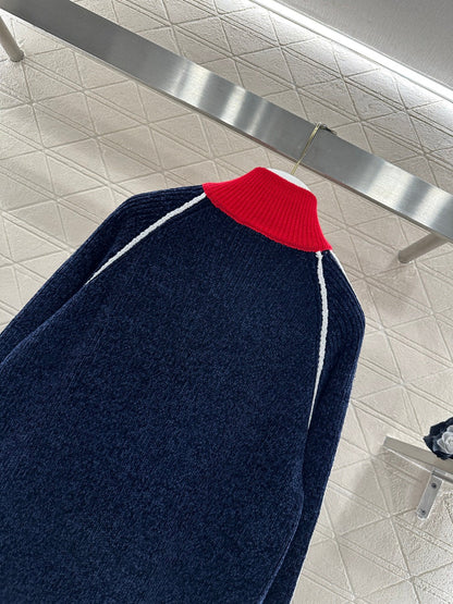 Color-Blocked Stand Collar Jacket
