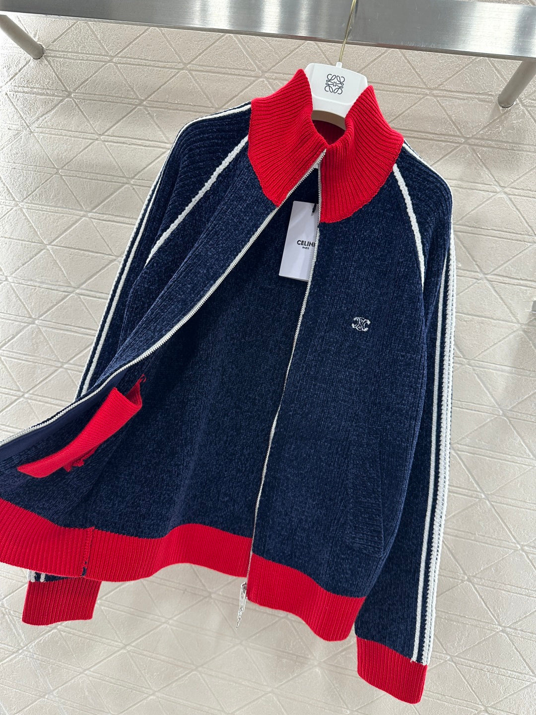 Color-Blocked Stand Collar Jacket