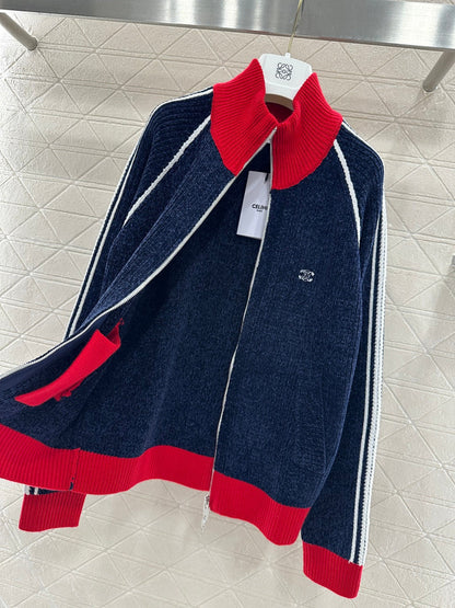 Color-Blocked Stand Collar Jacket
