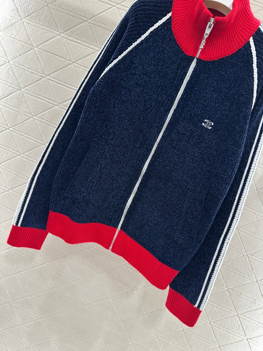 Color-Blocked Stand Collar Jacket