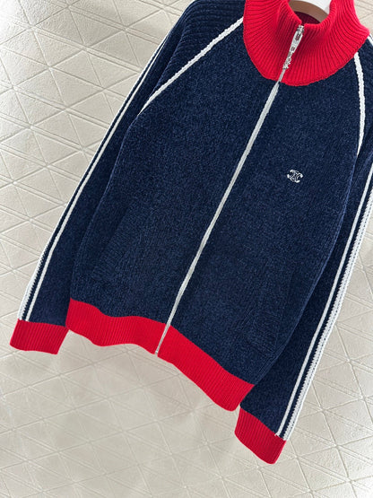 Color-Blocked Stand Collar Jacket