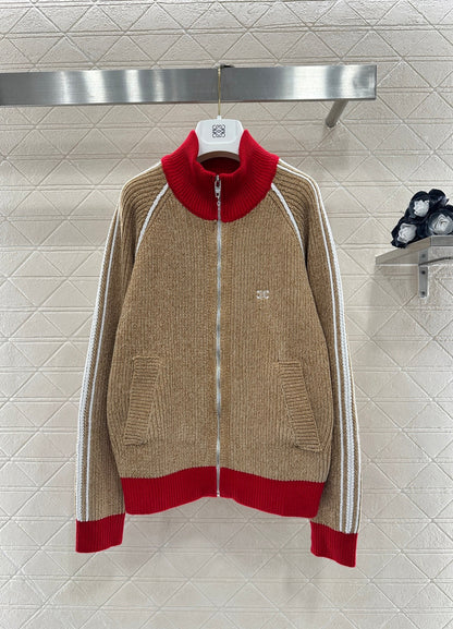 Color-Blocked Stand Collar Jacket