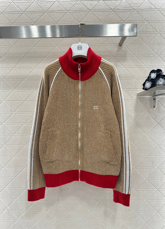 Color-Blocked Stand Collar Jacket