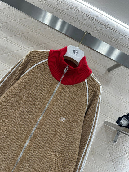 Color-Blocked Stand Collar Jacket