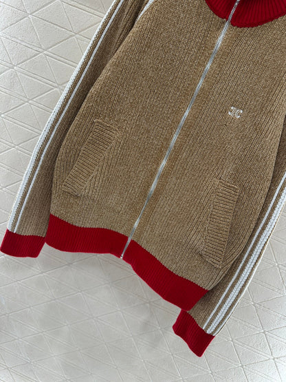 Color-Blocked Stand Collar Jacket