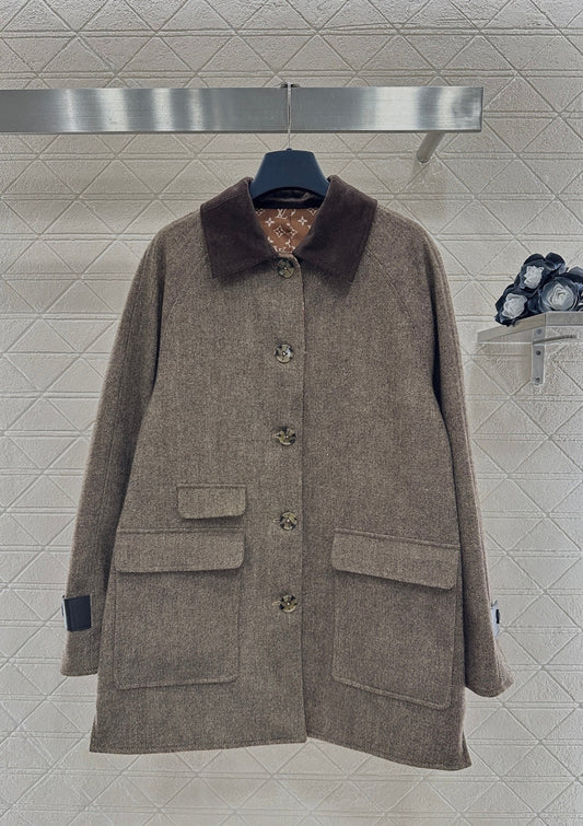 Color-blocked Lapel Coat