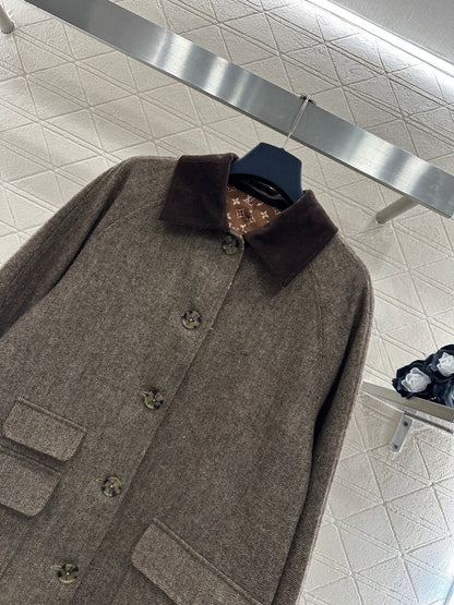 Color-blocked Lapel Coat