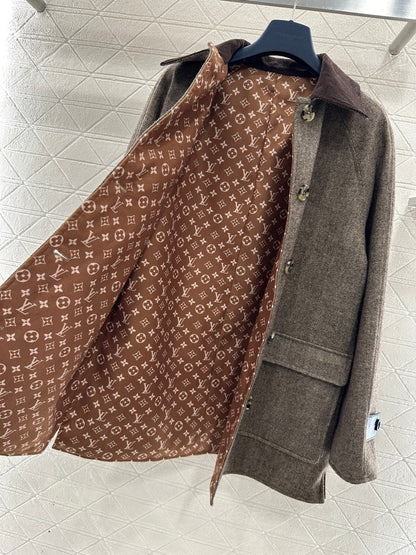 Color-blocked Lapel Coat