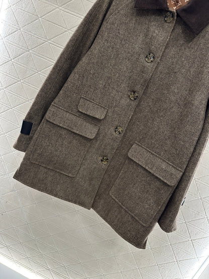 Color-blocked Lapel Coat