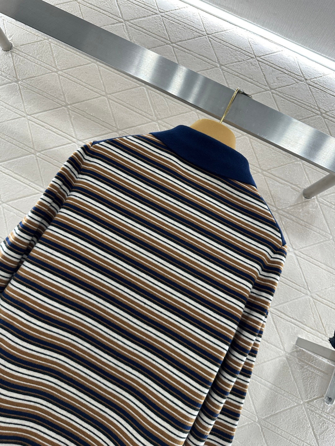 Striped Collared Knit Top