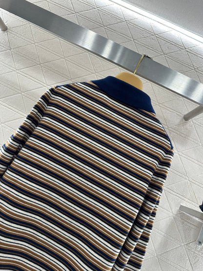 Striped Collared Knit Top