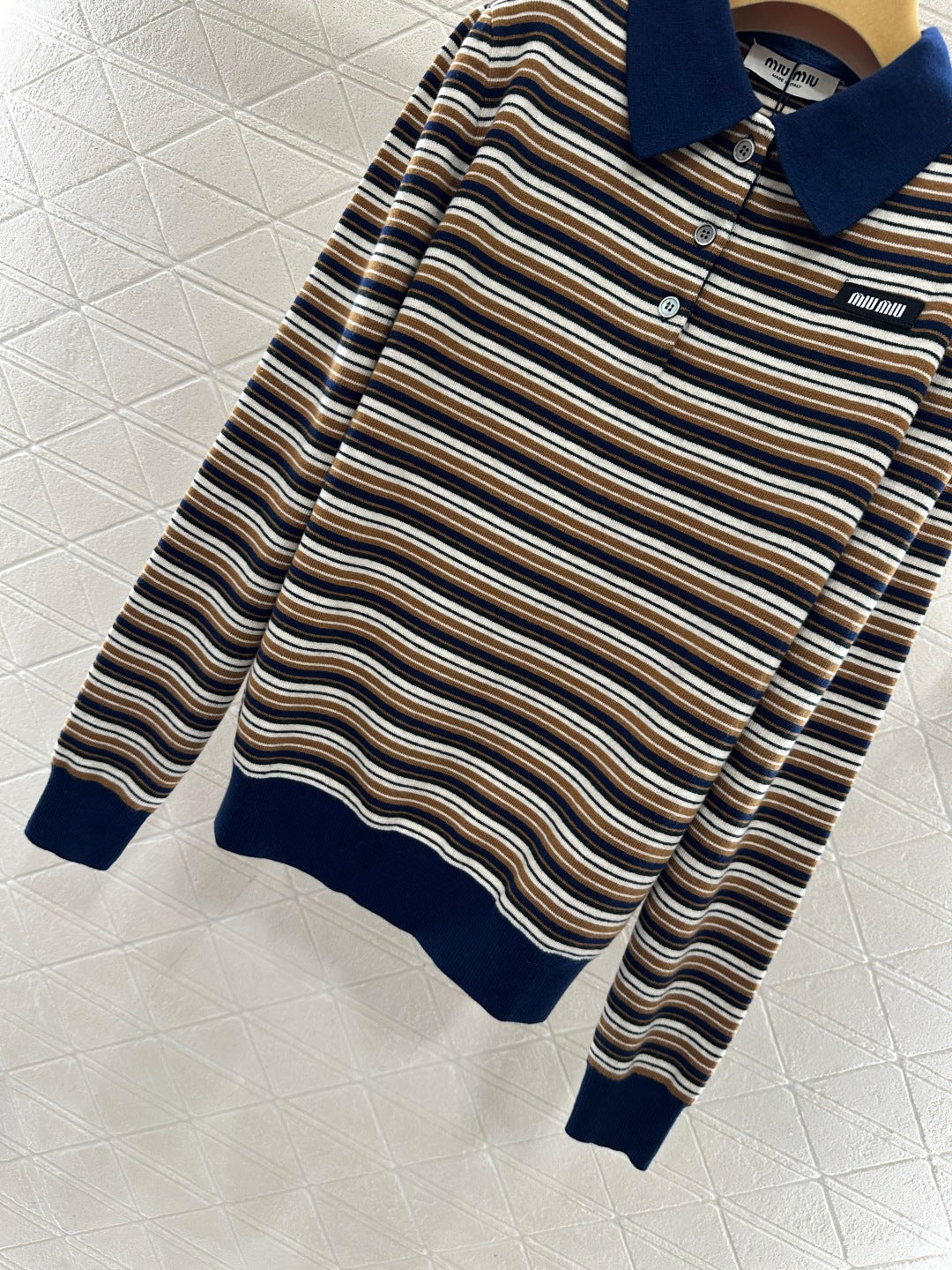 Striped Collared Knit Top