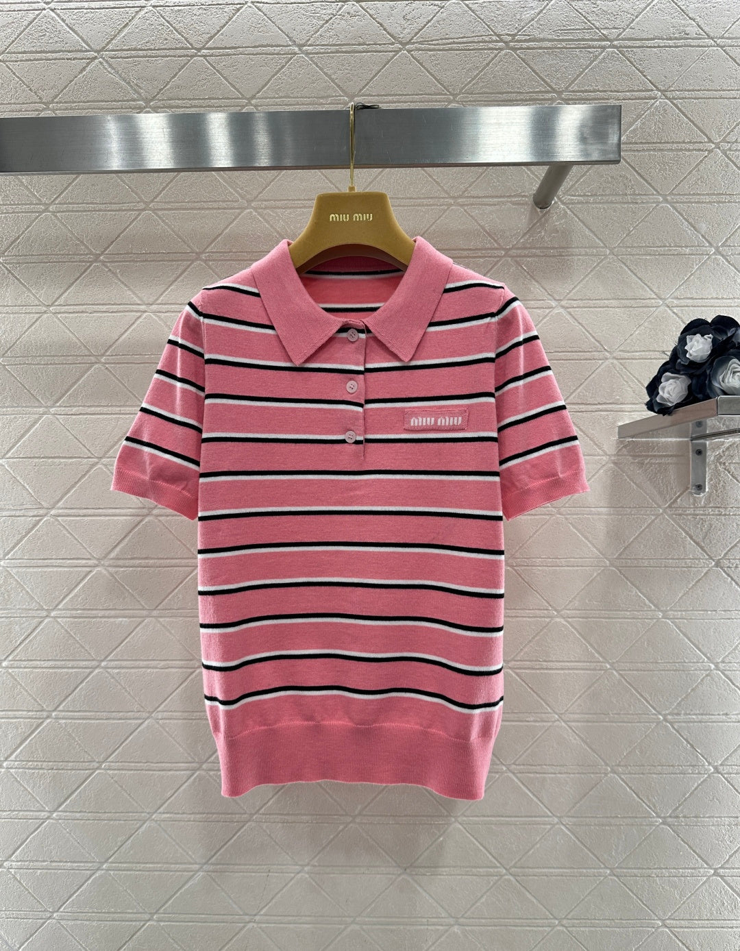Striped Collared Short-Sleeve T-Shirt