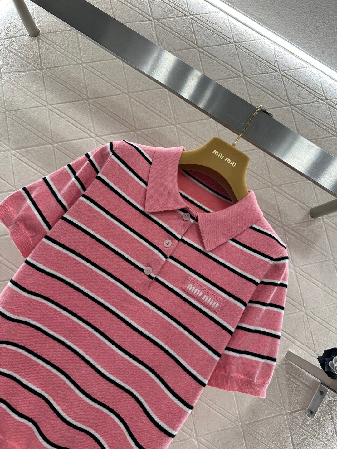 Striped Collared Short-Sleeve T-Shirt