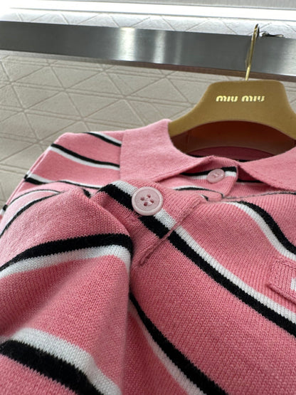 Striped Collared Short-Sleeve T-Shirt