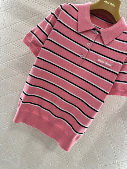 Striped Collared Short-Sleeve T-Shirt