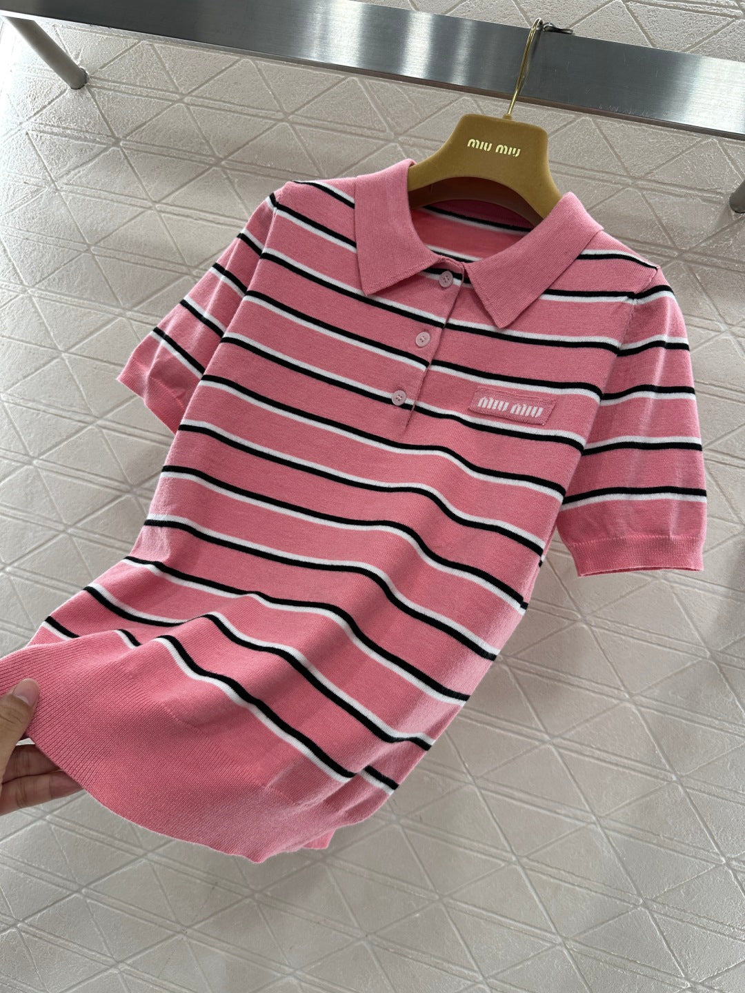 Striped Collared Short-Sleeve T-Shirt