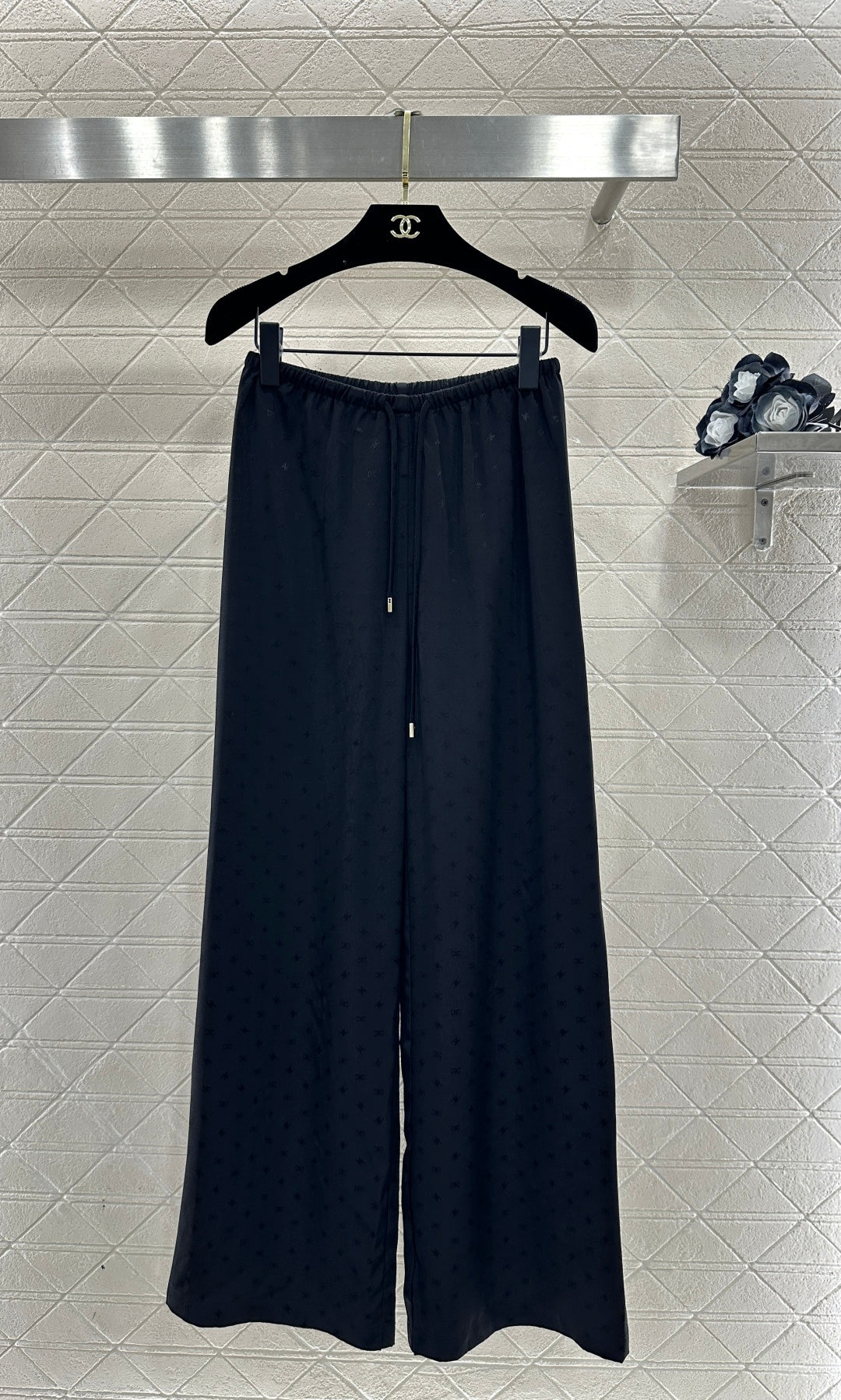 Jacquard Pattern Wide-Leg Trousers