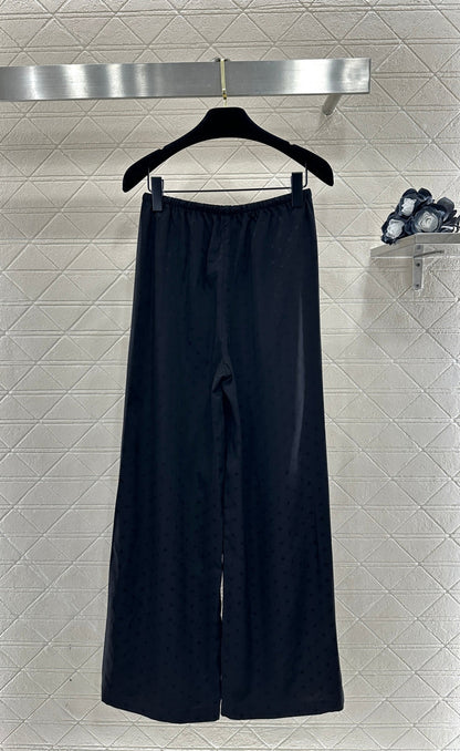 Jacquard Pattern Wide-Leg Trousers