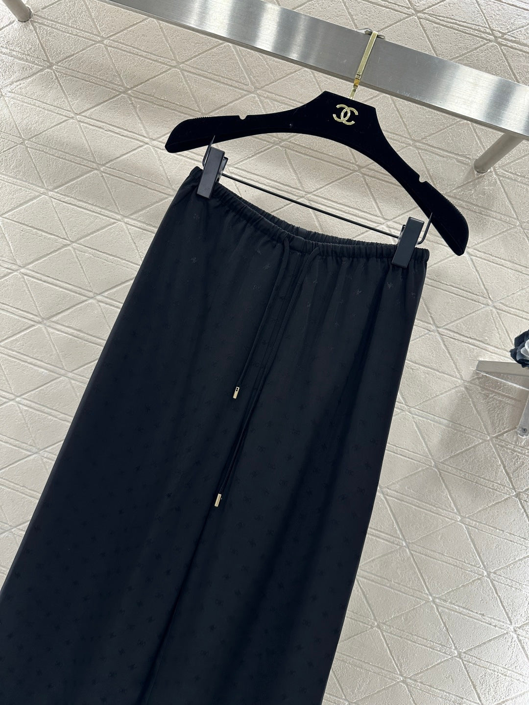 Jacquard Pattern Wide-Leg Trousers