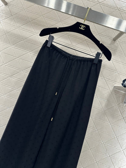 Jacquard Pattern Wide-Leg Trousers
