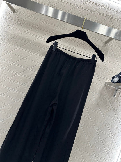 Jacquard Pattern Wide-Leg Trousers