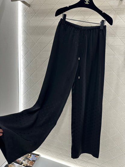Jacquard Pattern Wide-Leg Trousers