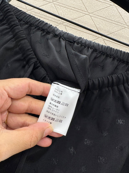 Jacquard Pattern Wide-Leg Trousers