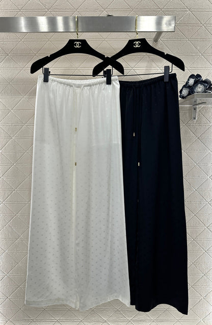 Jacquard Pattern Wide-Leg Trousers