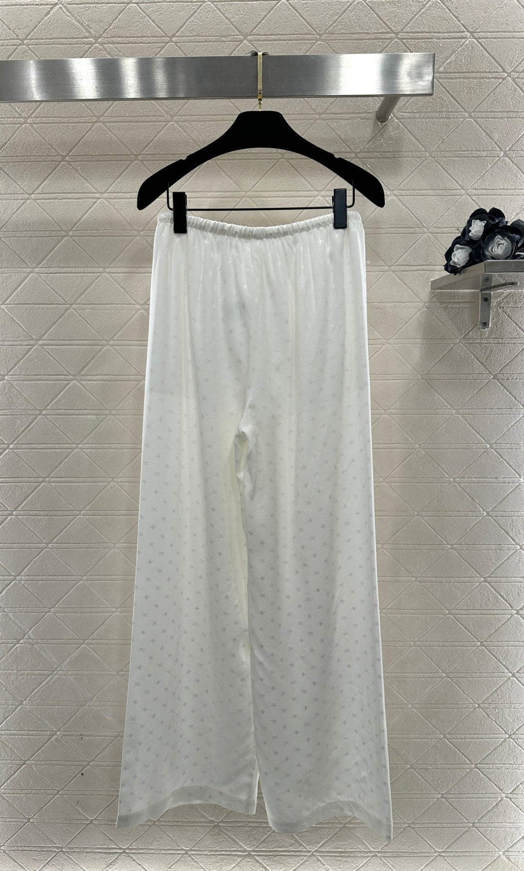 Jacquard Pattern Wide-Leg Trousers