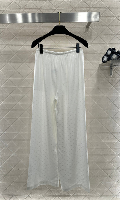 Jacquard Pattern Wide-Leg Trousers
