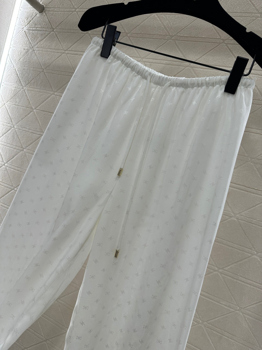 Jacquard Pattern Wide-Leg Trousers