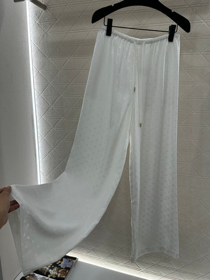 Jacquard Pattern Wide-Leg Trousers