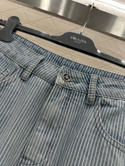 Striped Curved Blade Jeans